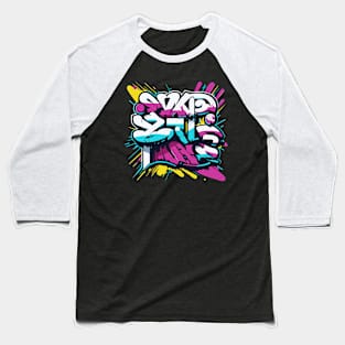 an urban t-shirt inspired by graffiti art and street culture, bold, colorful graffiti-style typography and street art elements Baseball T-Shirt